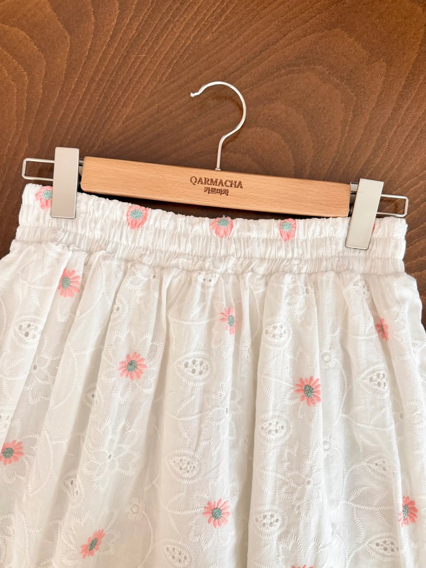 Daisy Embroidered Scalloped Ruffled Skirt