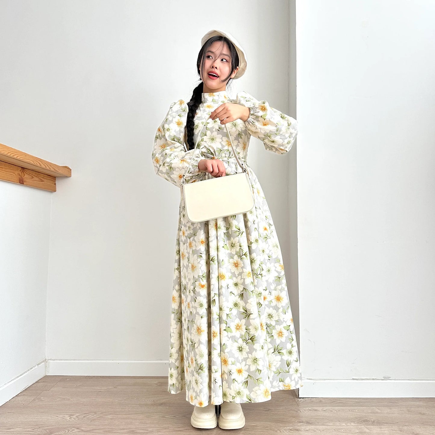 Balloon Sleeve Floral Dress
