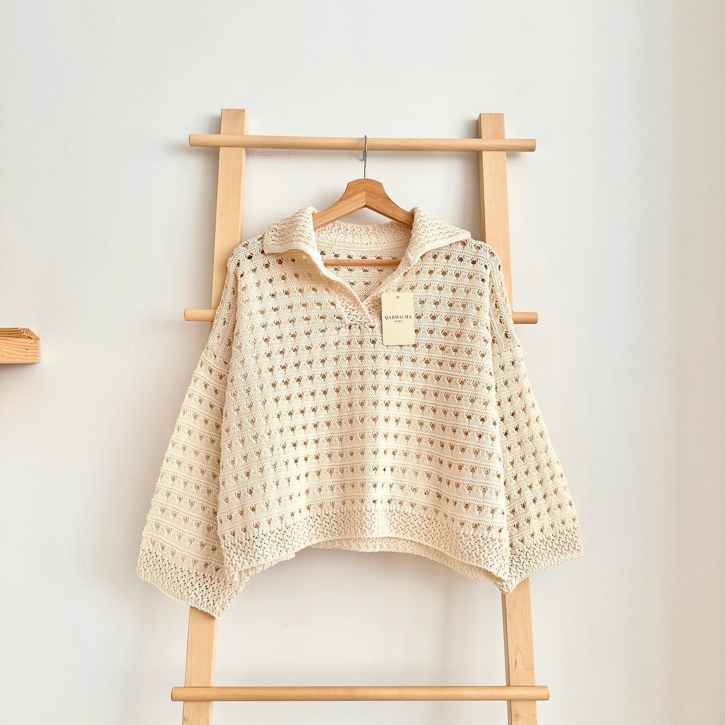 Ajurlu V-Neck Knit Crop