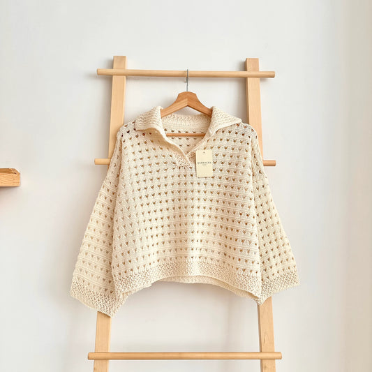 Ajurlu V-Neck Knit Crop
