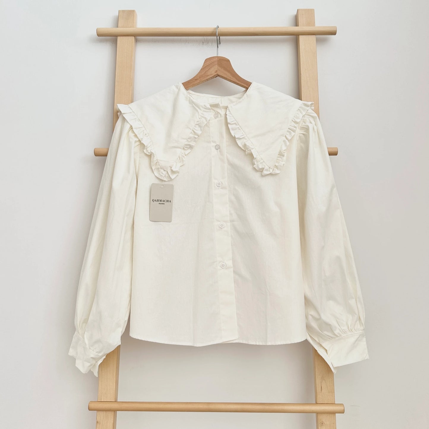 Ruffle Neck Short Shirt