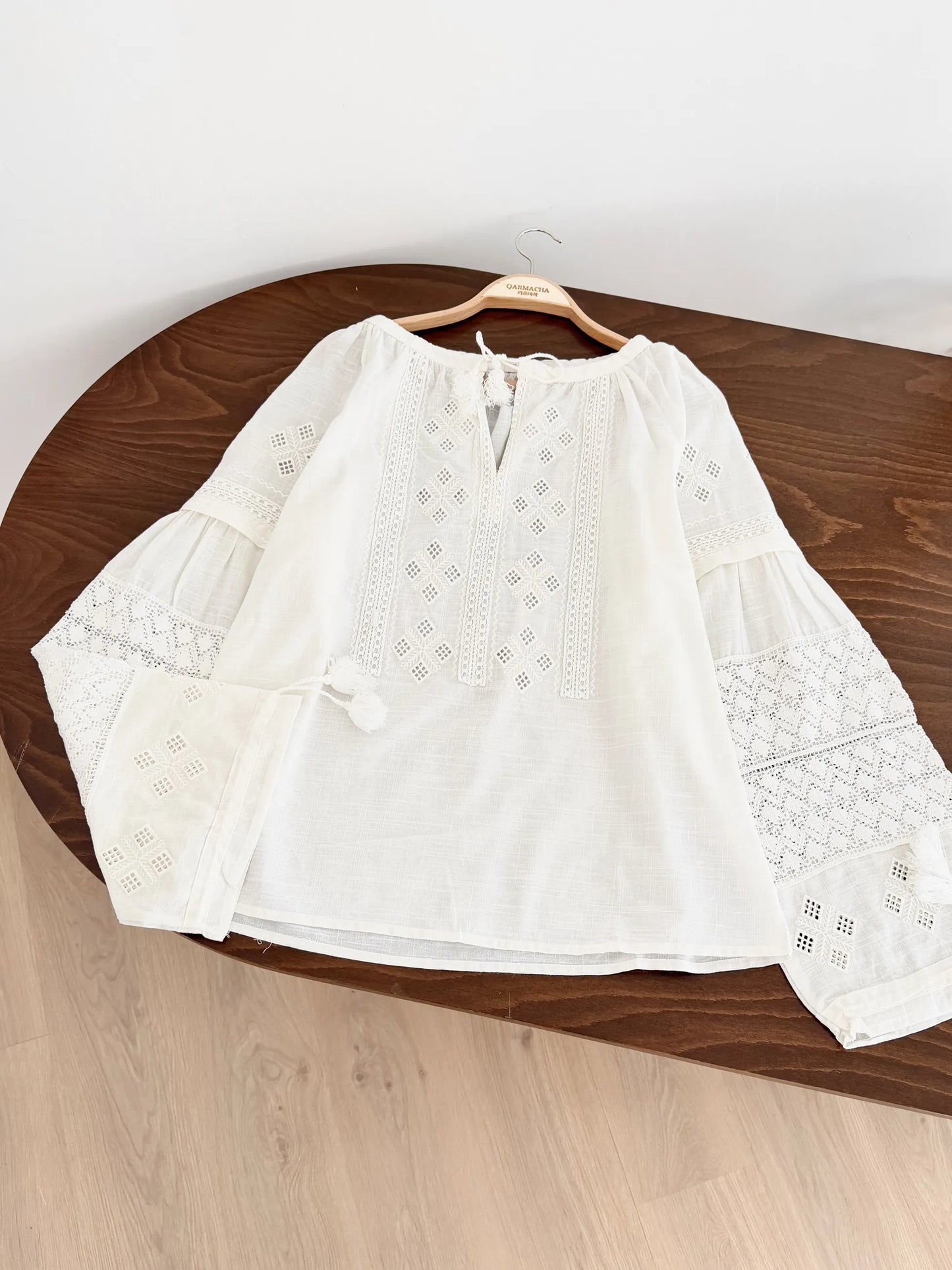 Baklava Embroidered Tasseled Blouse