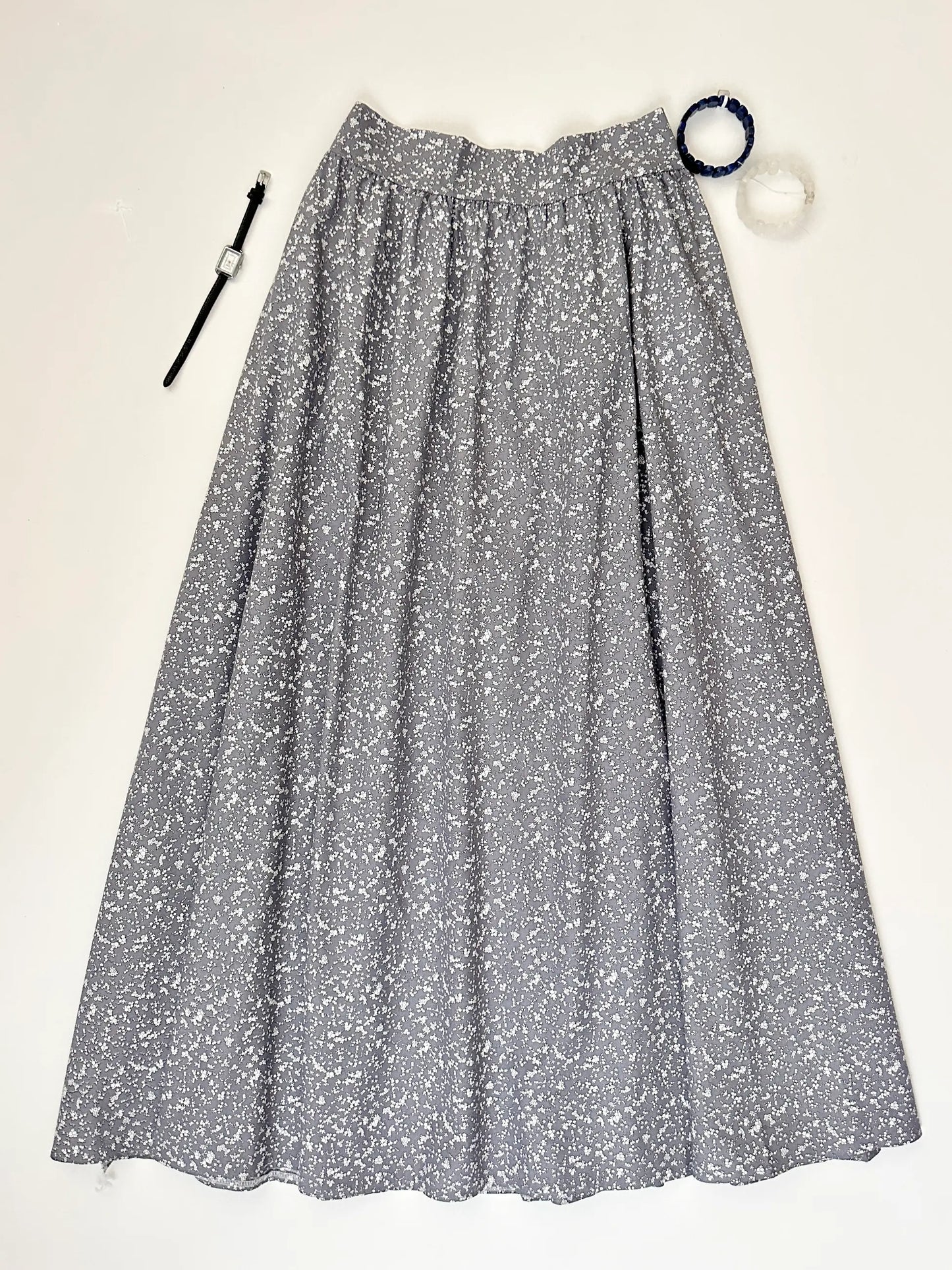Mini Floral Waist Gathered Flared Skirt