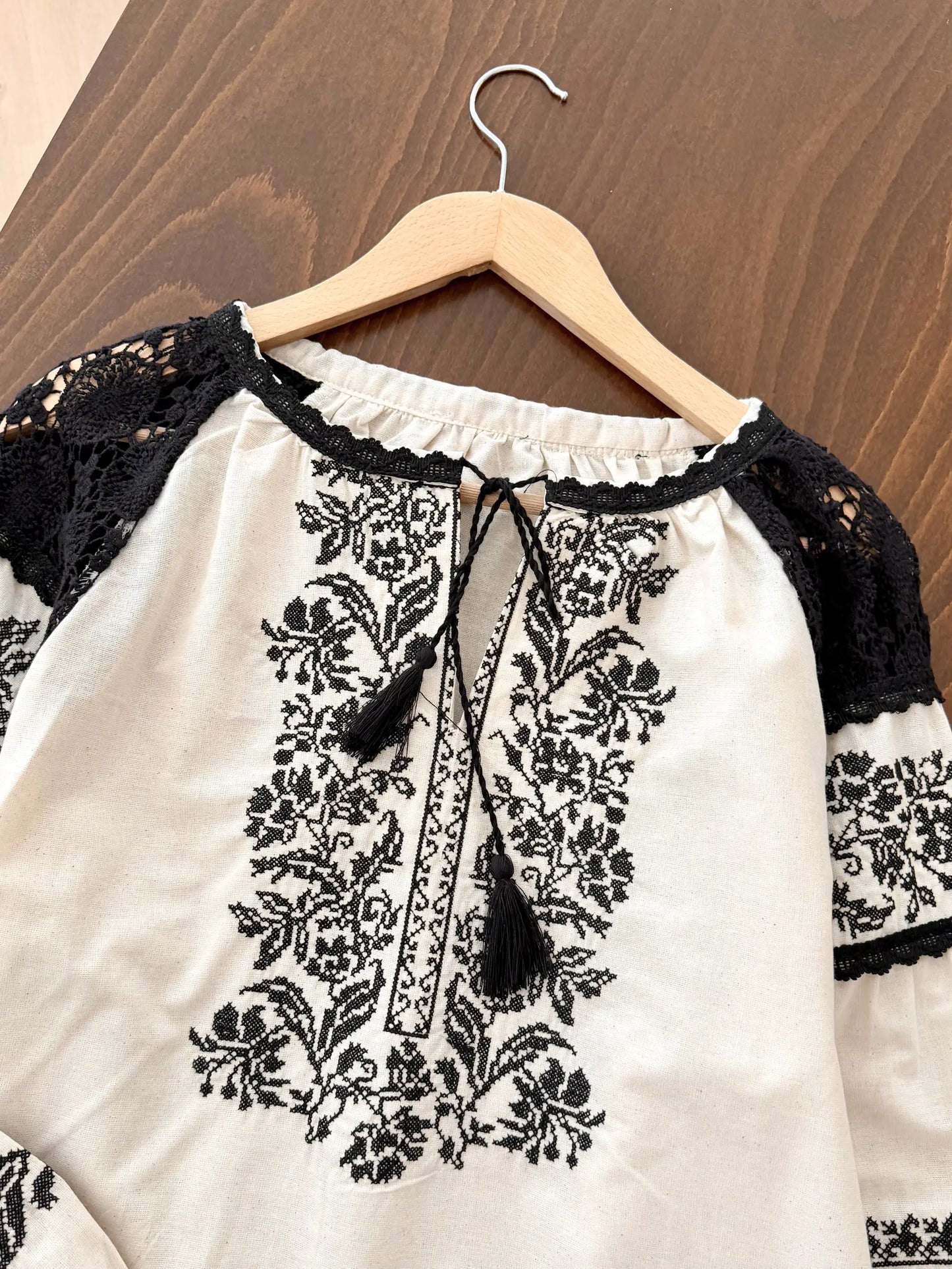 Embroidered Tasseled Blouse