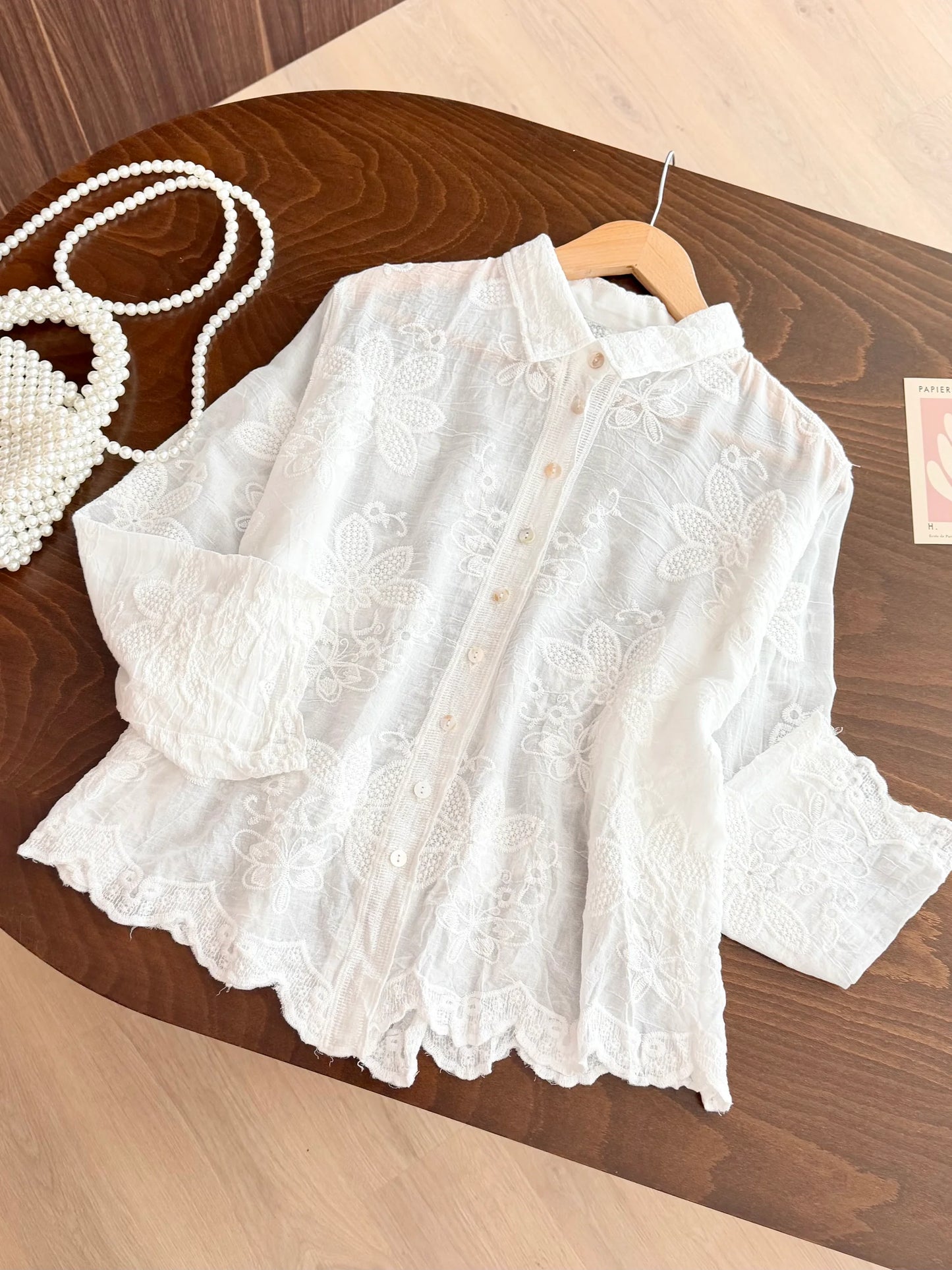 Floral Embroidered Imported Shirt