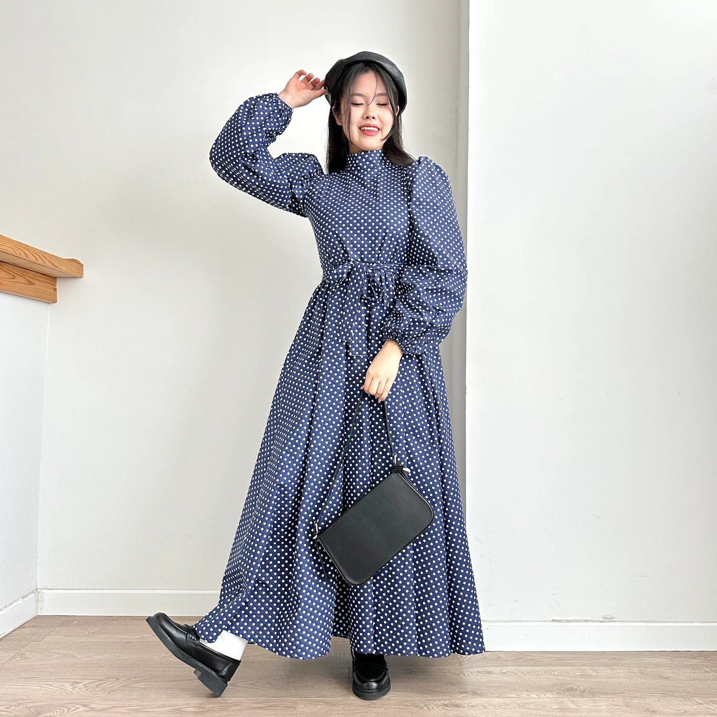 Balloon Sleeve Polka Dot Dress