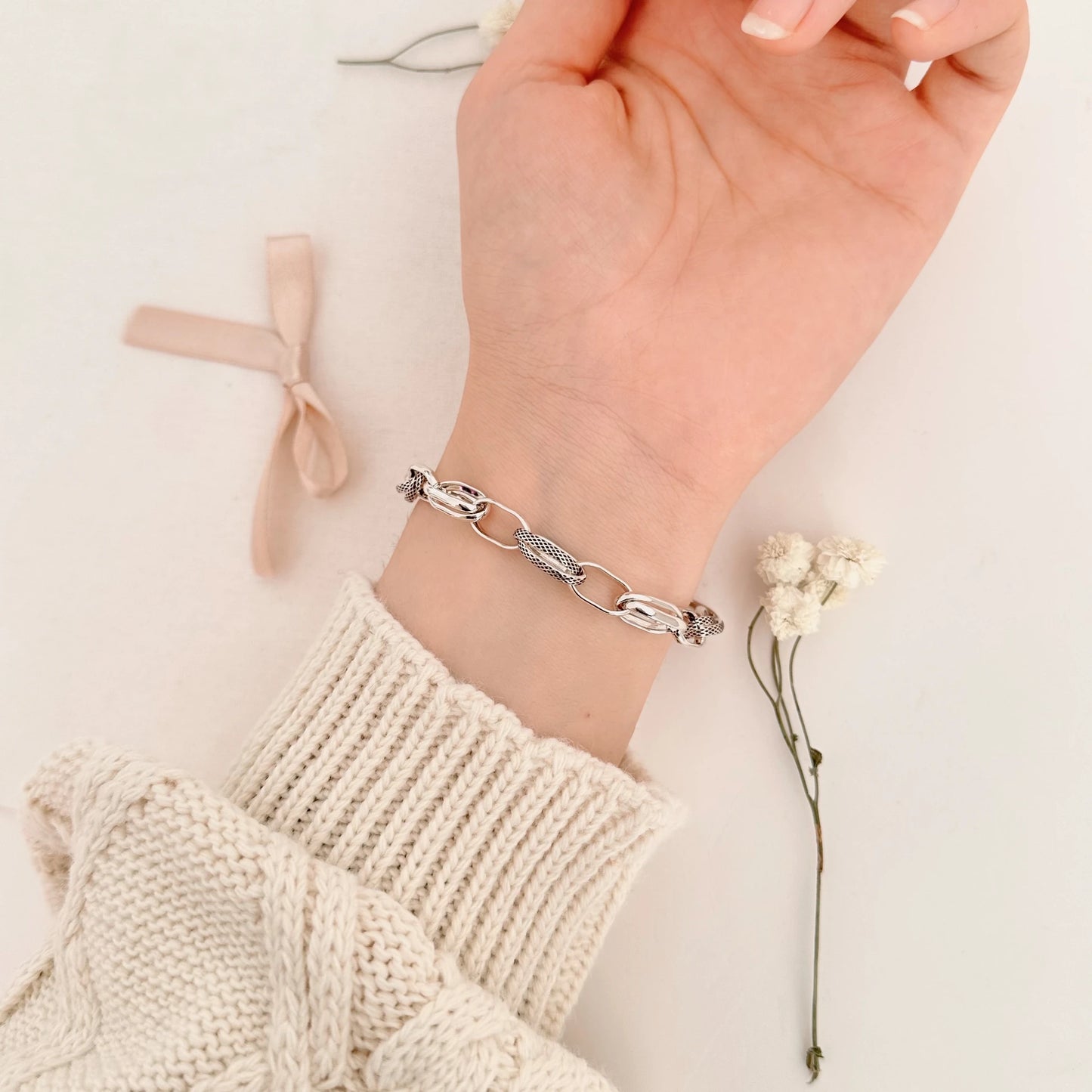 Steel & Silver Mixed Chain Bracelet