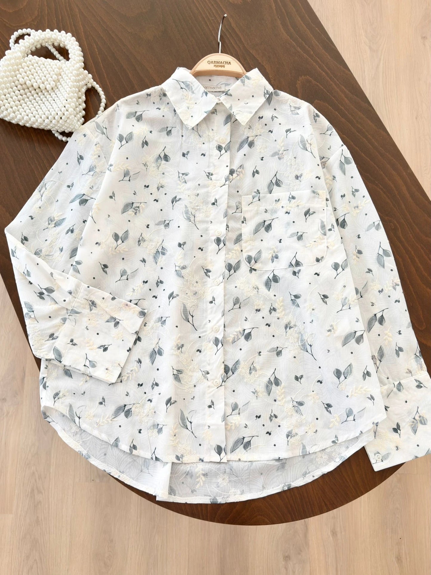 Leaf Desenli̇ Embroidered Tuni̇k Shirt