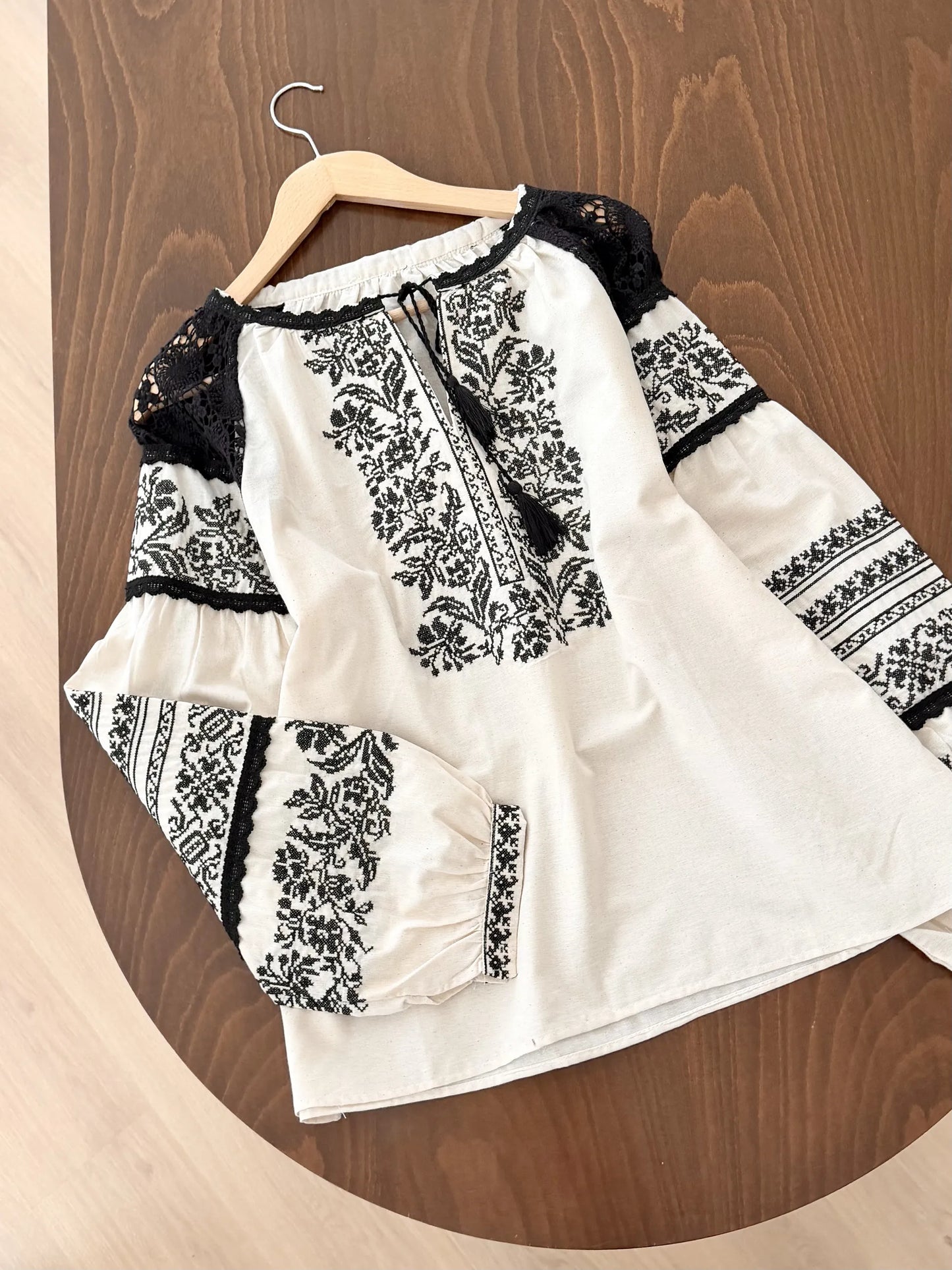 Embroidered Tasseled Blouse