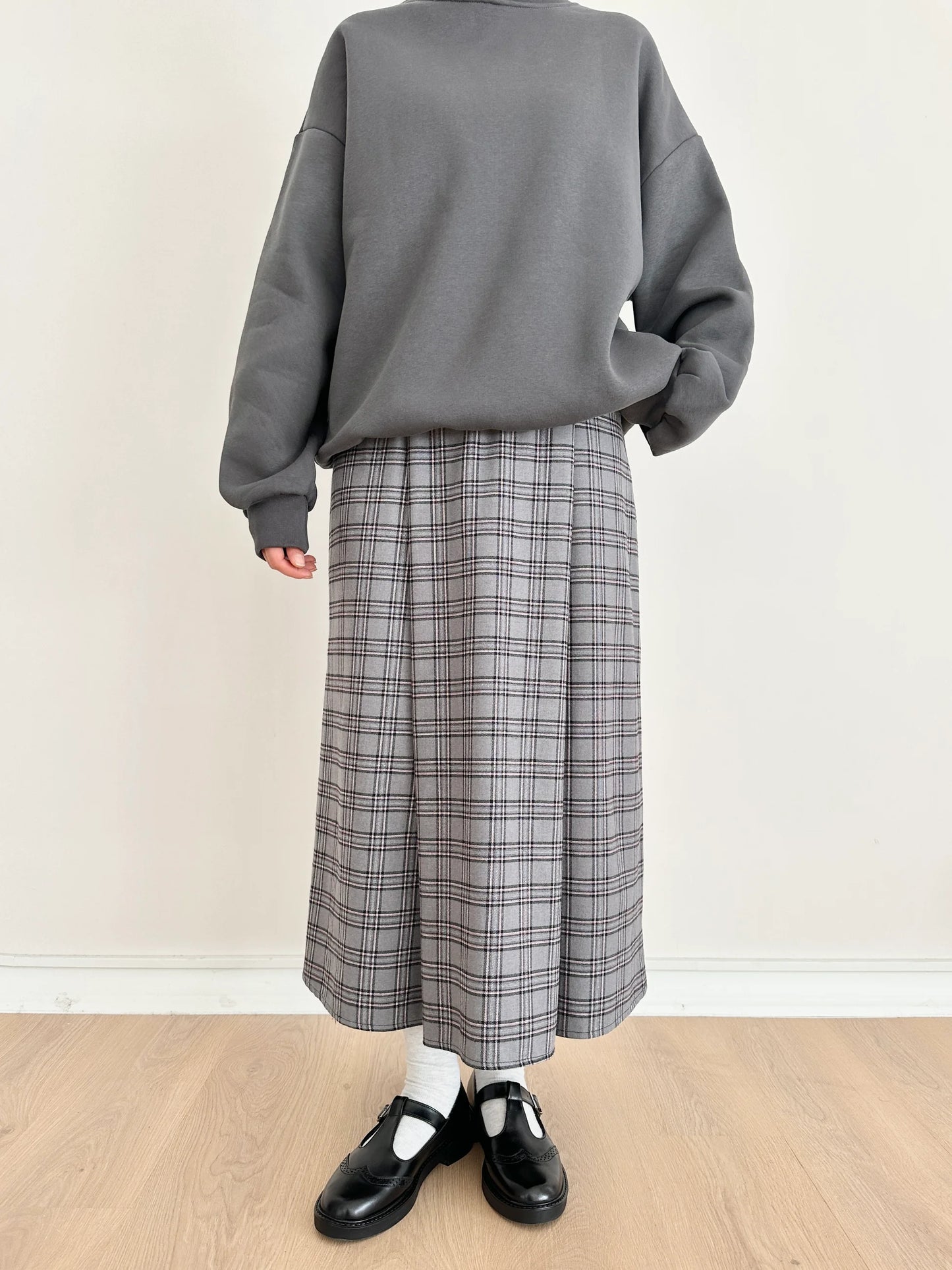 Plaid Çi̇ft Pi̇le Skirt