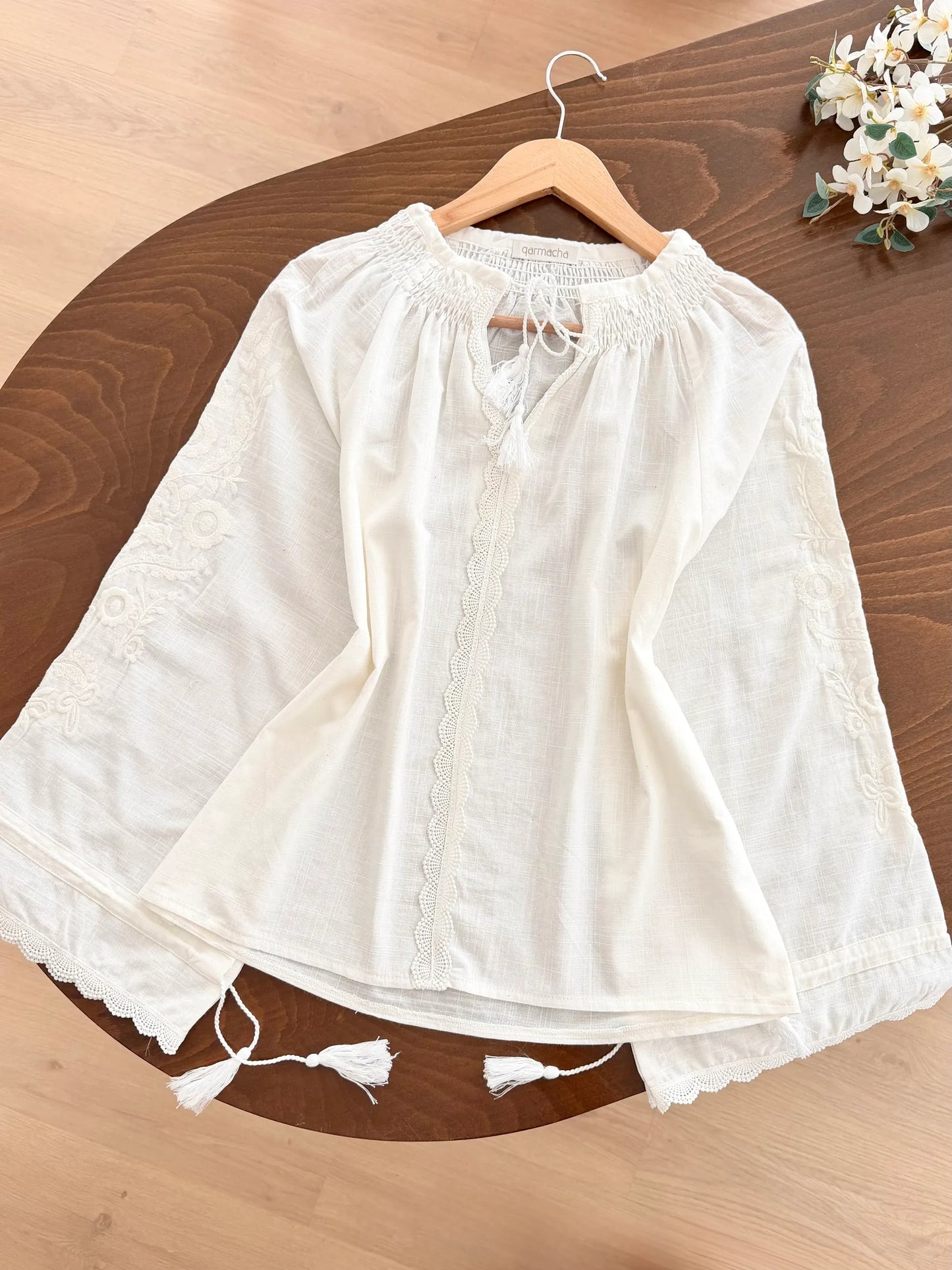 Tasseled Embroidery Detail Blouse