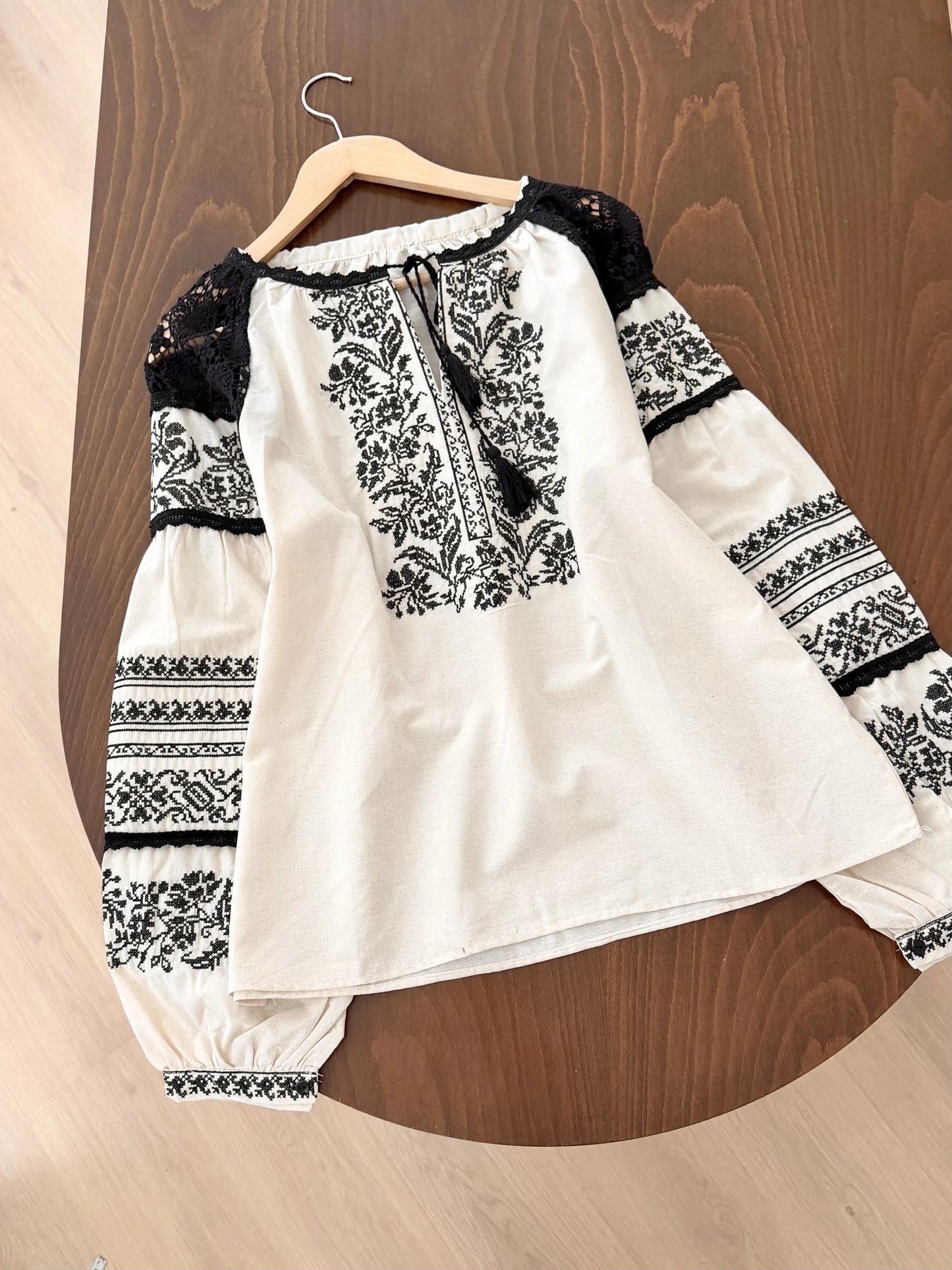 Embroidered Tasseled Blouse