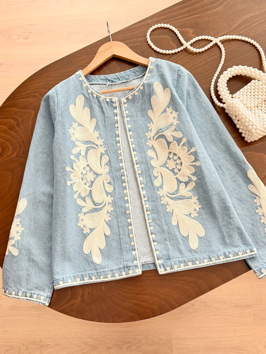 Large Embroidered Denim Jacket