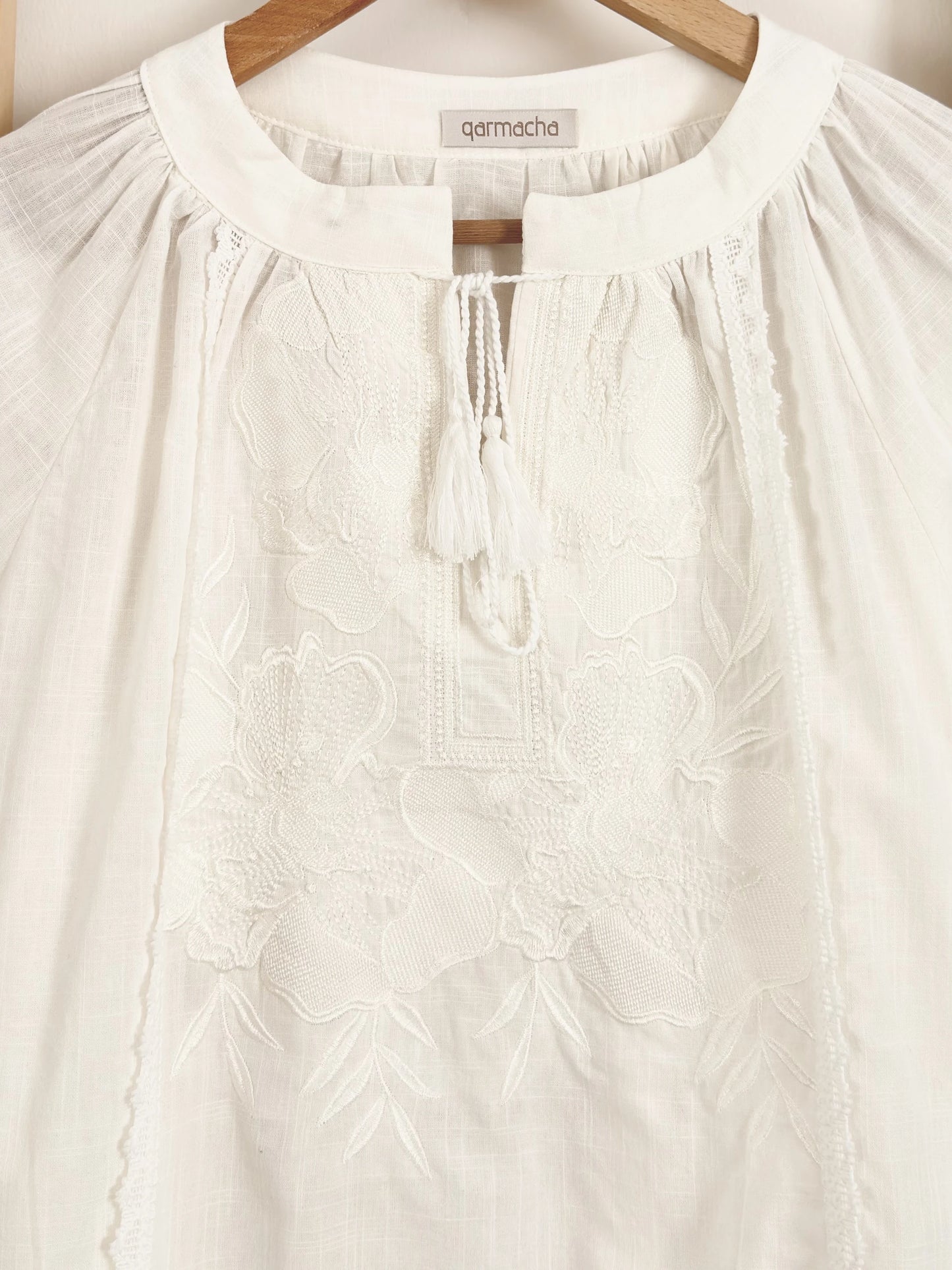 Floral Scalloped Linen Blouse