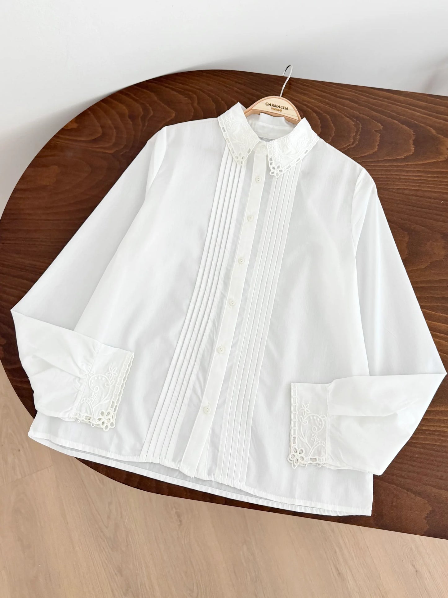 Floral Embroidered Collared Shirt