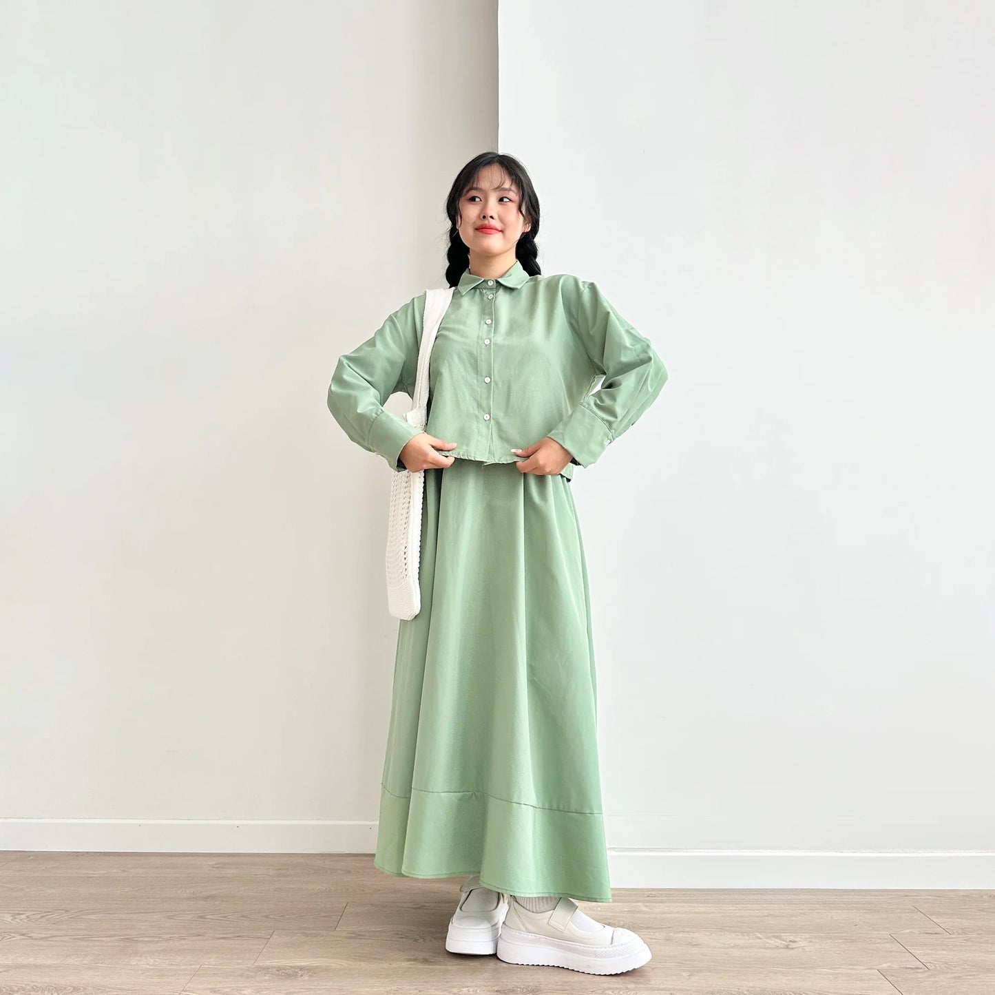 Thin Crop Shirt & Skirt Set