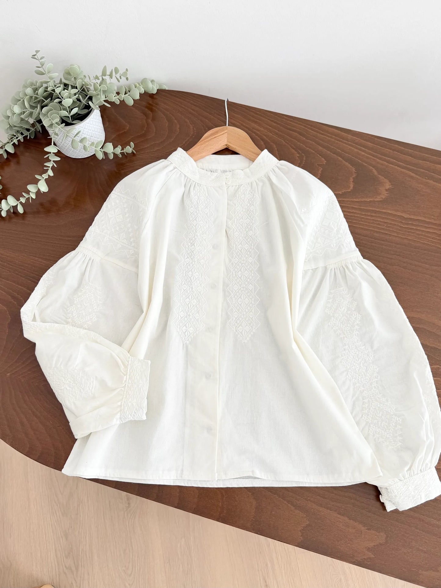 Ethnic Embroidered Balloon Sleeve Shirt