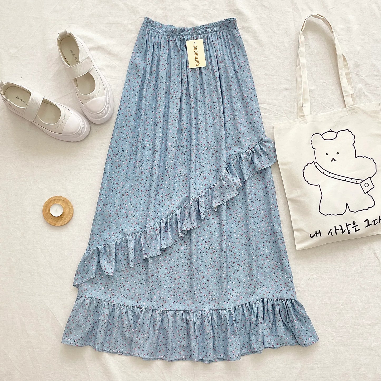 Mini Floral Ruffle Detail Skirt