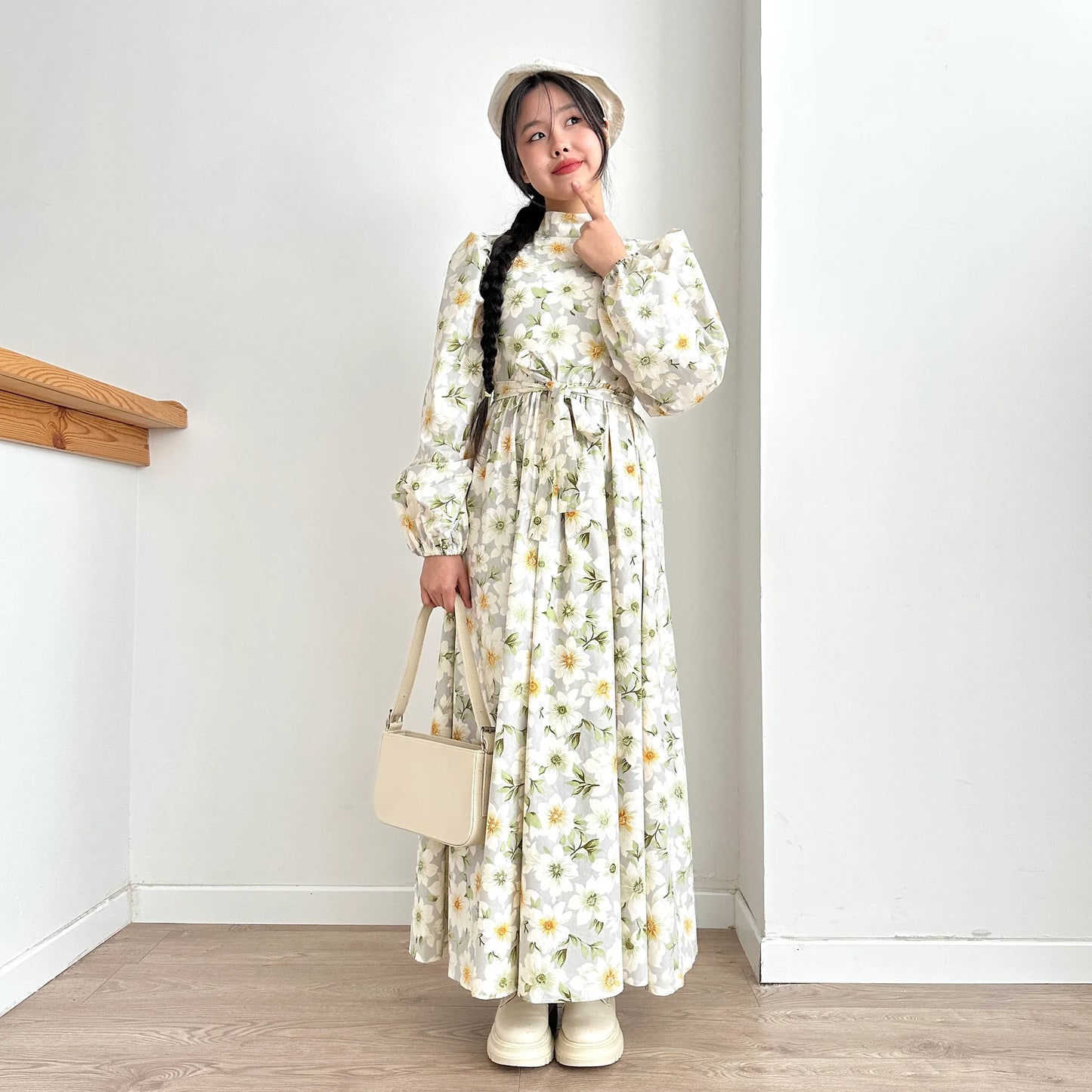 Balloon Sleeve Floral Dress