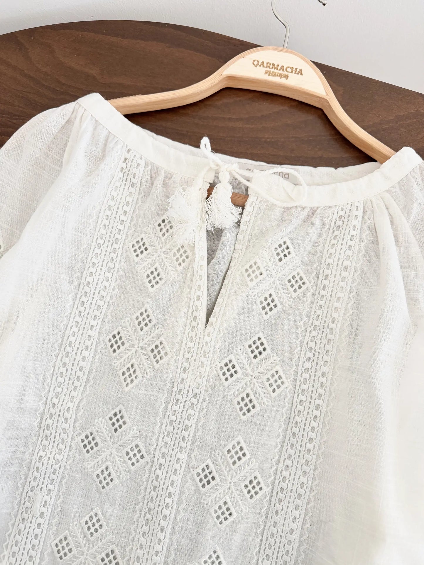 Baklava Embroidered Tasseled Blouse
