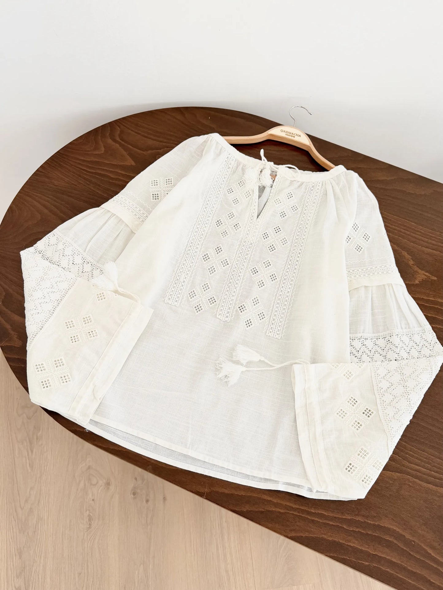 Baklava Embroidered Tasseled Blouse