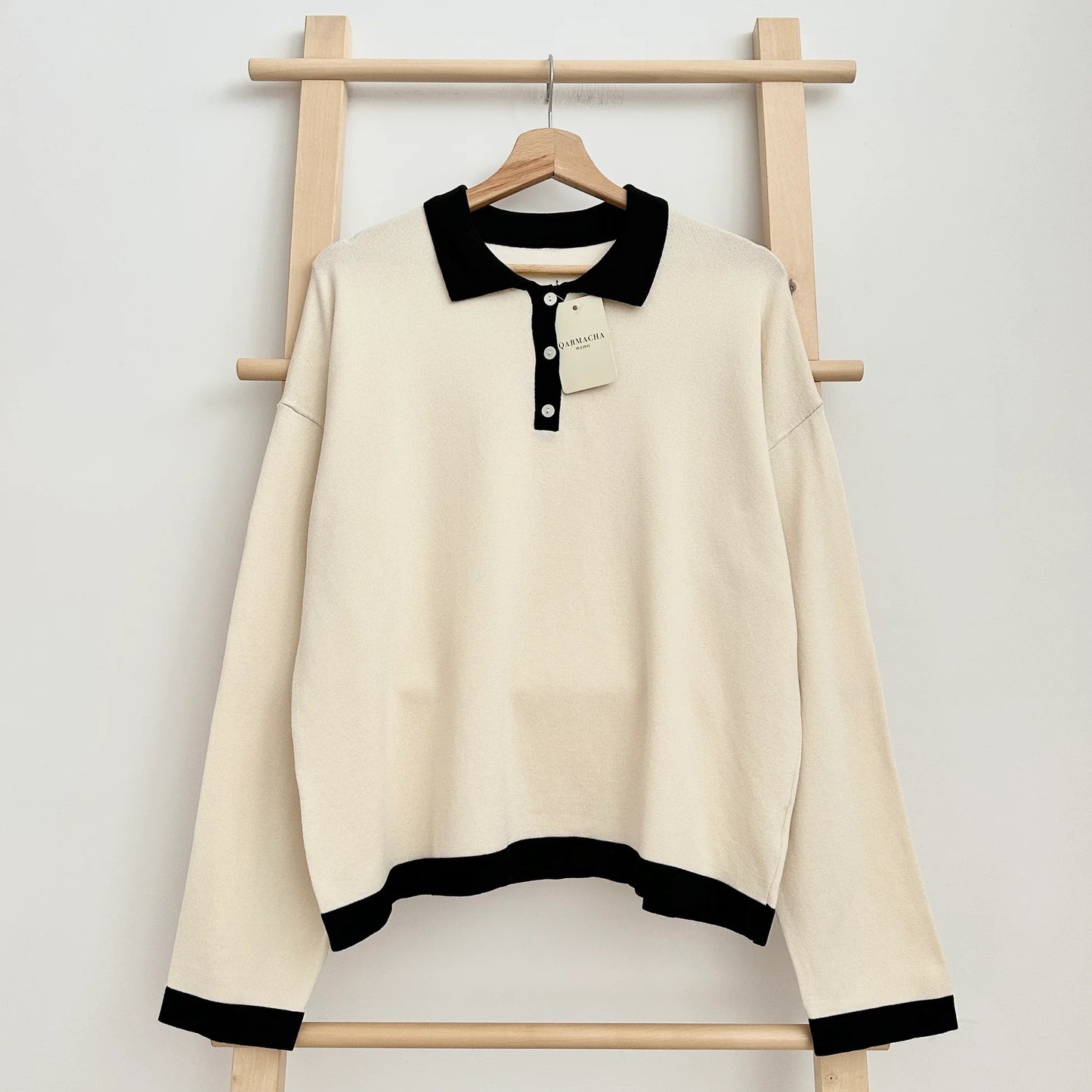Polo Neck Knit Blouse