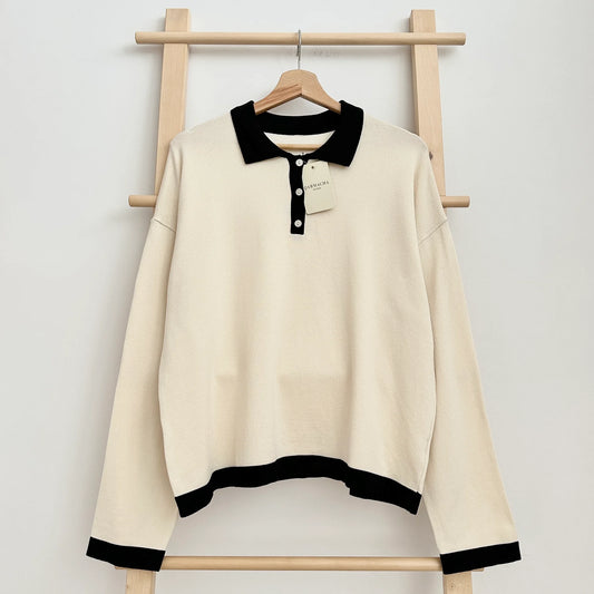 Polo Neck Knit Blouse