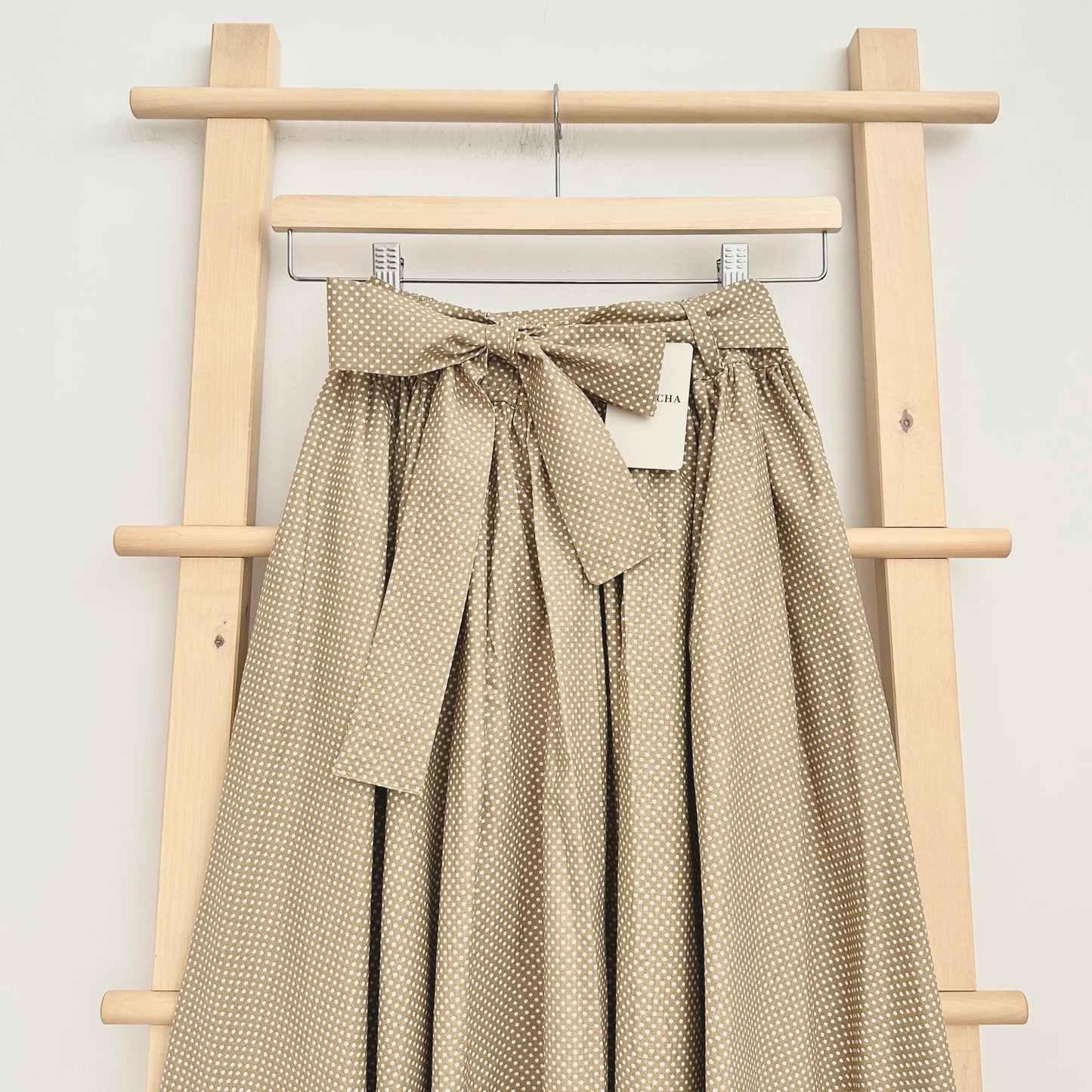 Polka Dot Flared Cotton Skirt