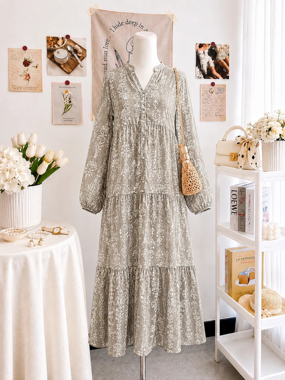 Ethnic Patterned Tiered Dress