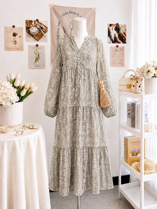 Ethnic Patterned Tiered Dress