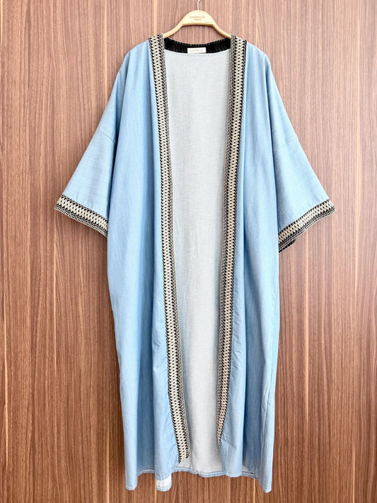 Denim Look Kimono Abaya