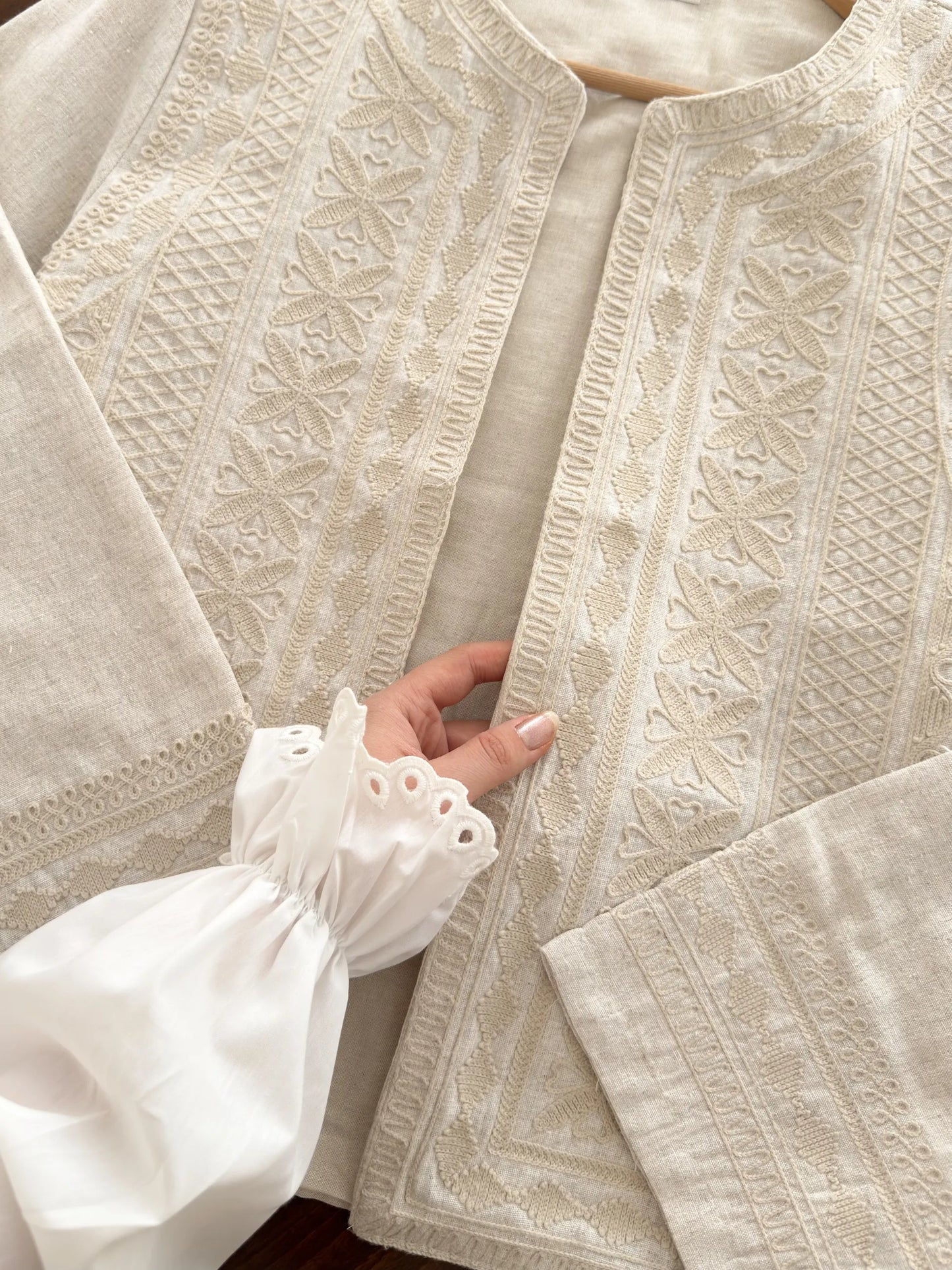 Ethnic Embroidered Linen Jacket