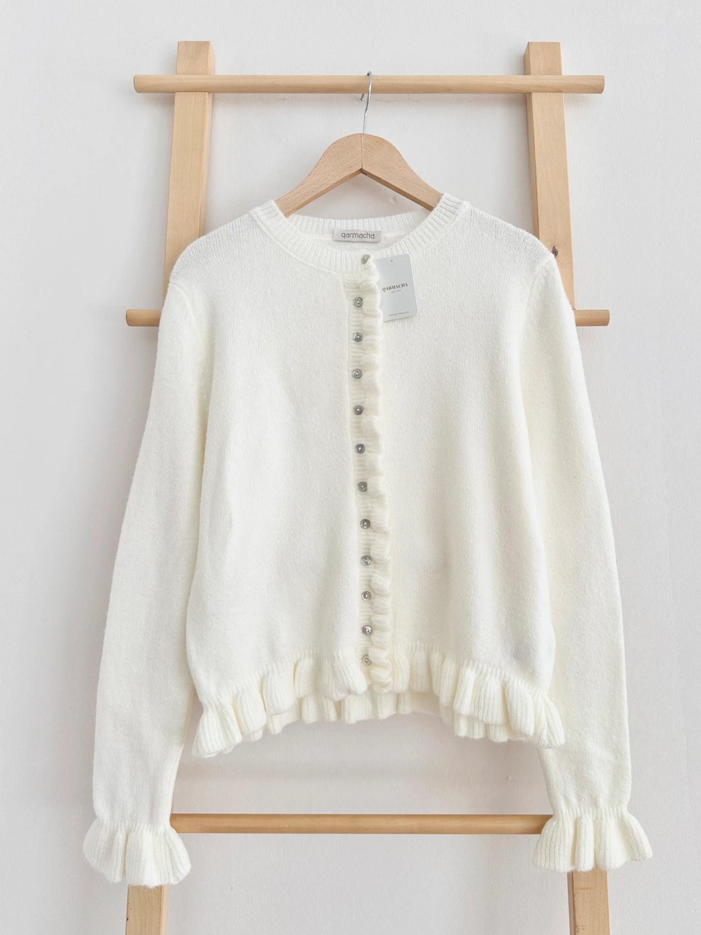Ruffle Detail Knit Cardigan
