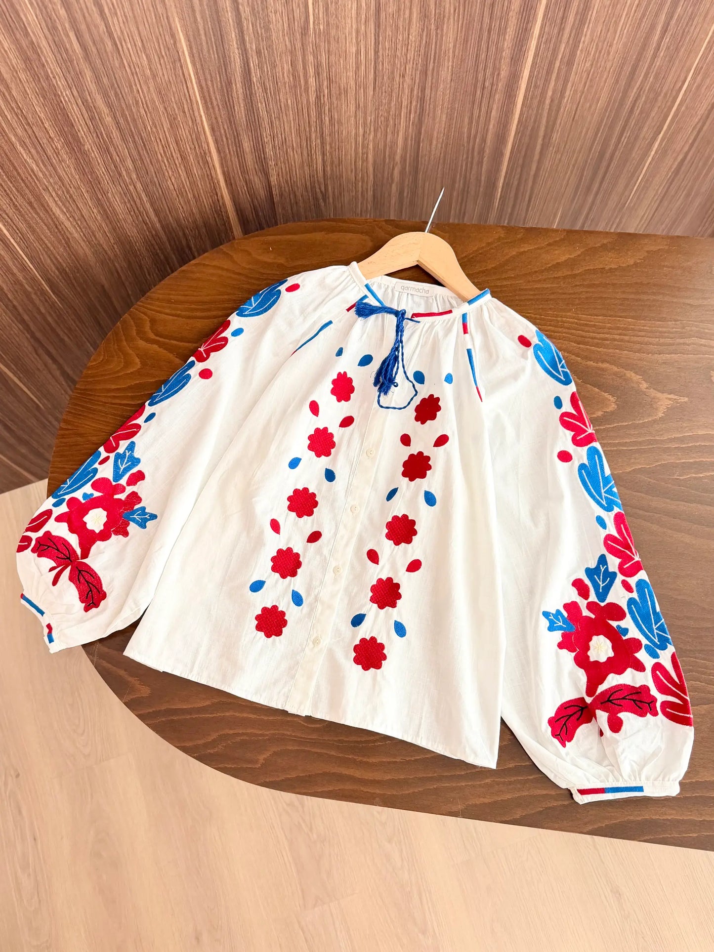 Red & Blue Embroidered Shirt