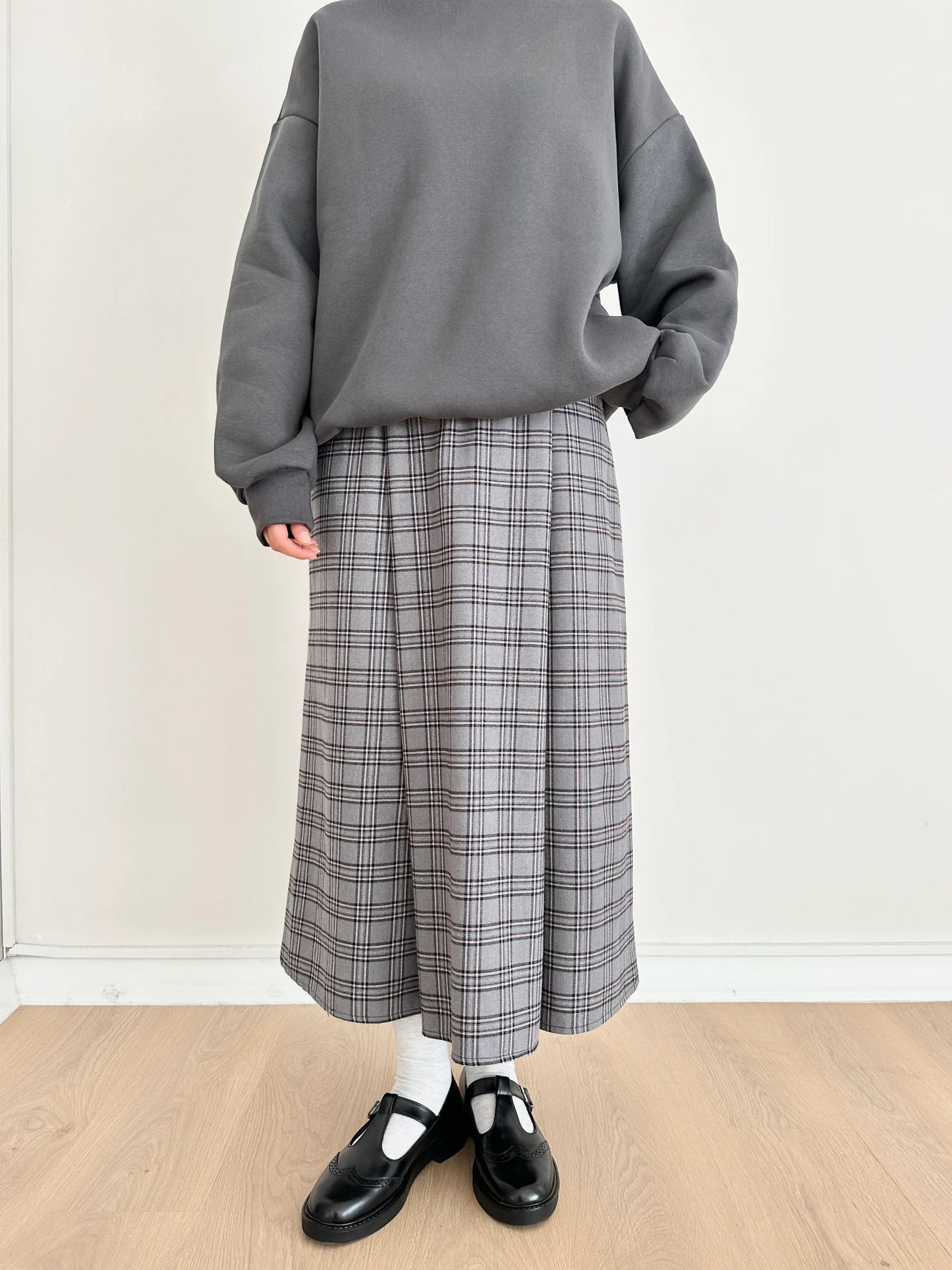 Plaid Çi̇ft Pi̇le Skirt