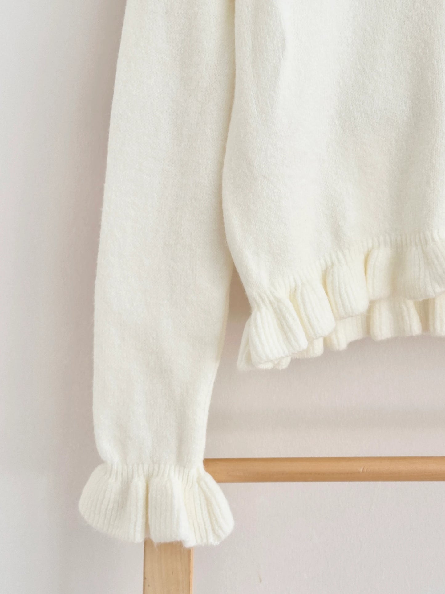 Ruffle Detail Knit Cardigan