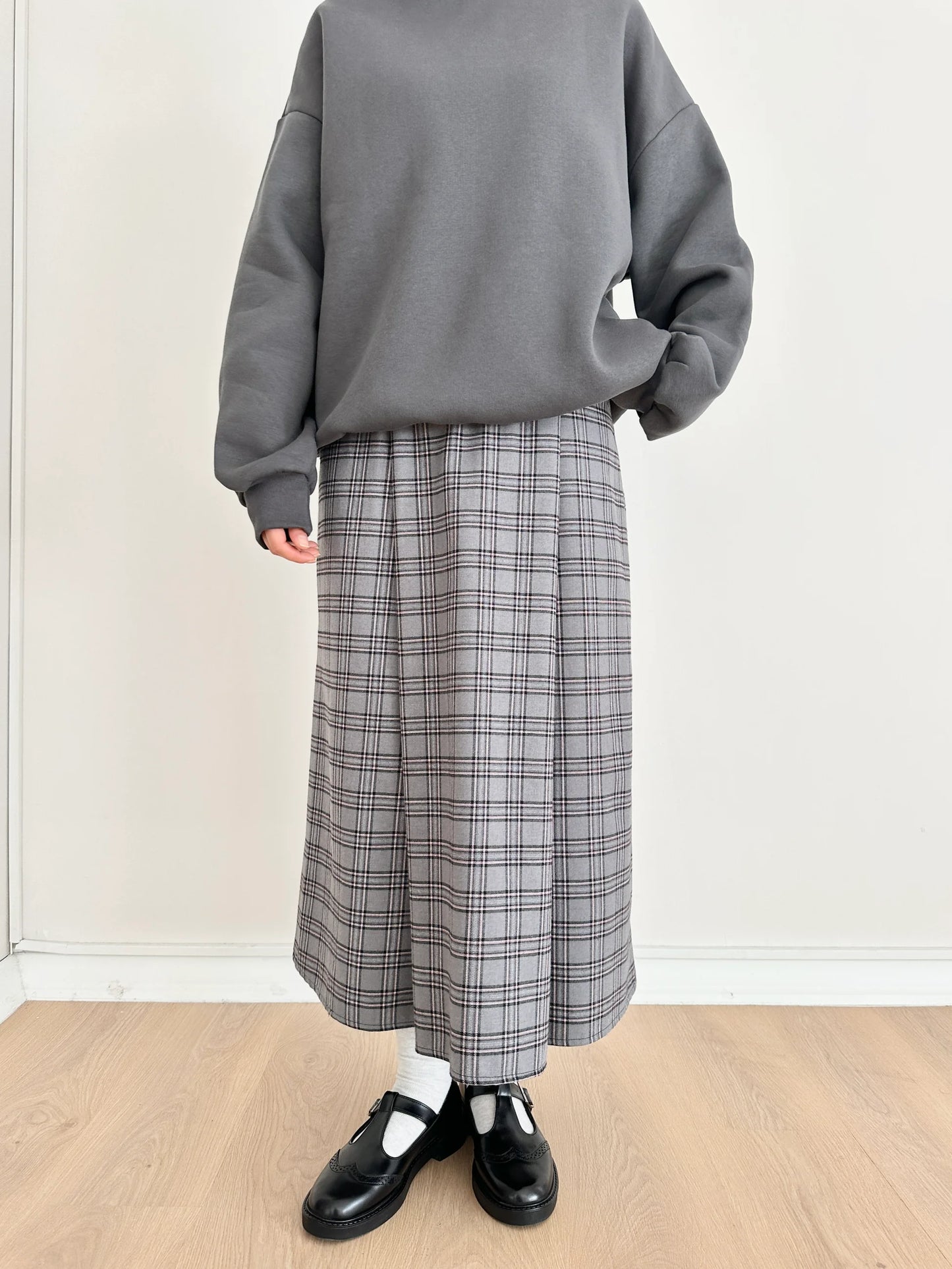 Plaid Çi̇ft Pi̇le Skirt