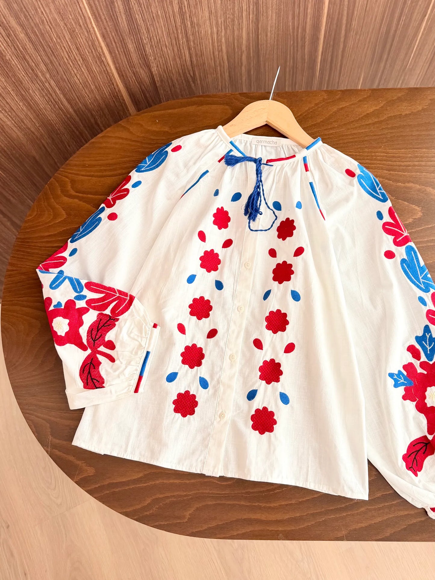 Red & Blue Embroidered Shirt