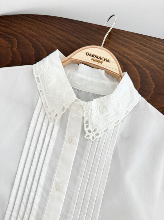 Floral Embroidered Collared Shirt