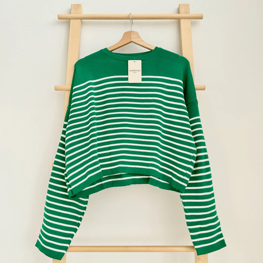 Thin Striped Crew Neck Knit Sweater