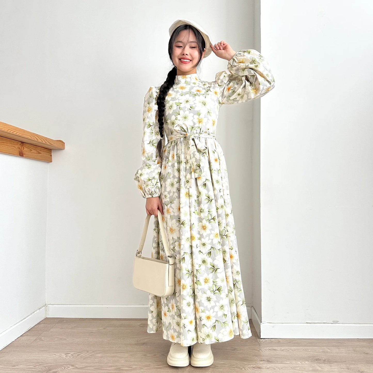 Balloon Sleeve Floral Dress