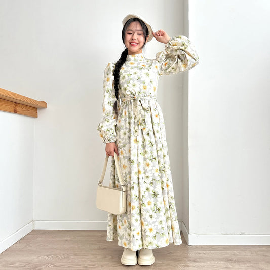 Balloon Sleeve Floral Dress