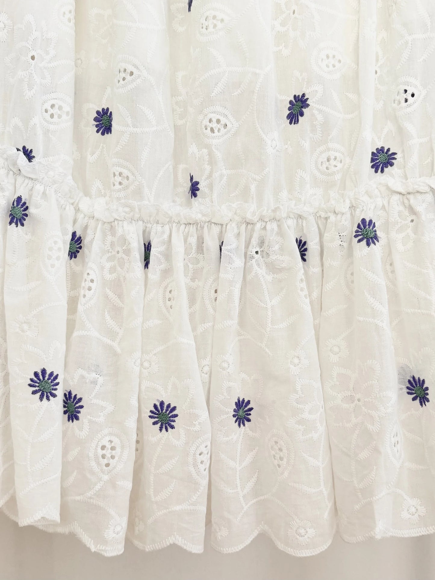 Scalloped Floral Detail Ruffled Skirt