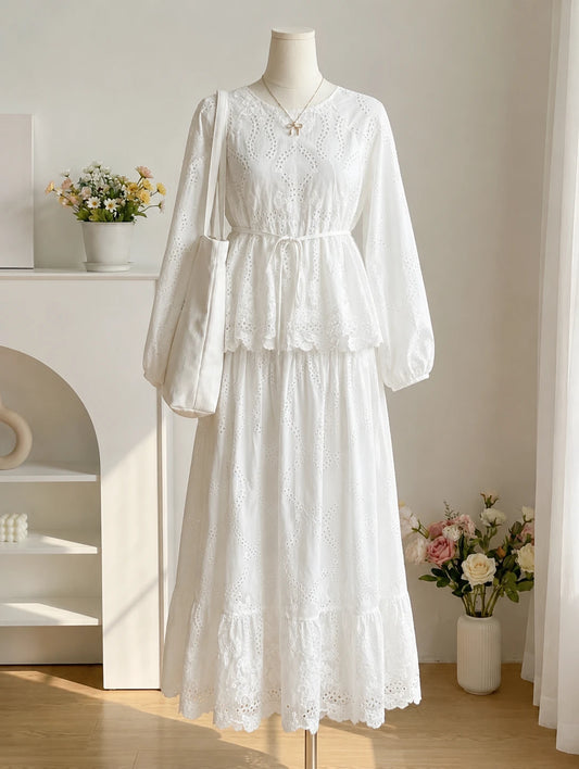 Floral Scalloped Tiered Skirted Set
