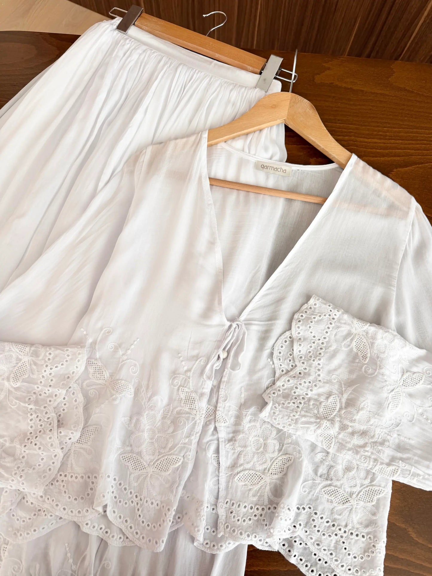 Voile Embroidered Skirted Set