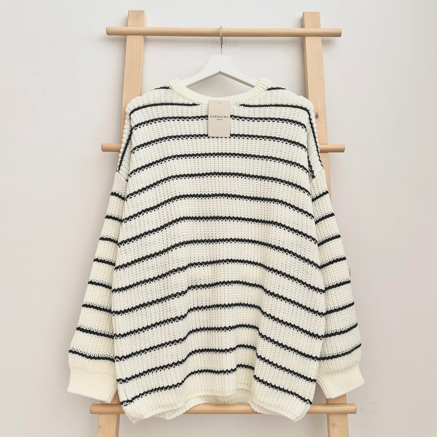 Striped Ribbed Knit Sweater