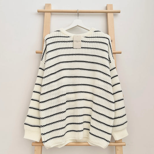 Striped Ribbed Knit Sweater