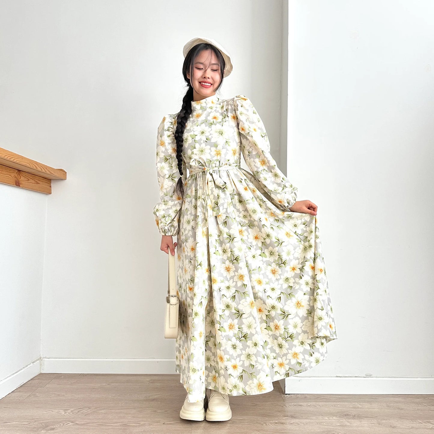 Balloon Sleeve Floral Dress