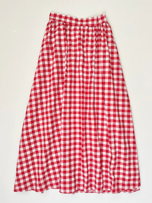 Plaid Flared Cotton Skirt