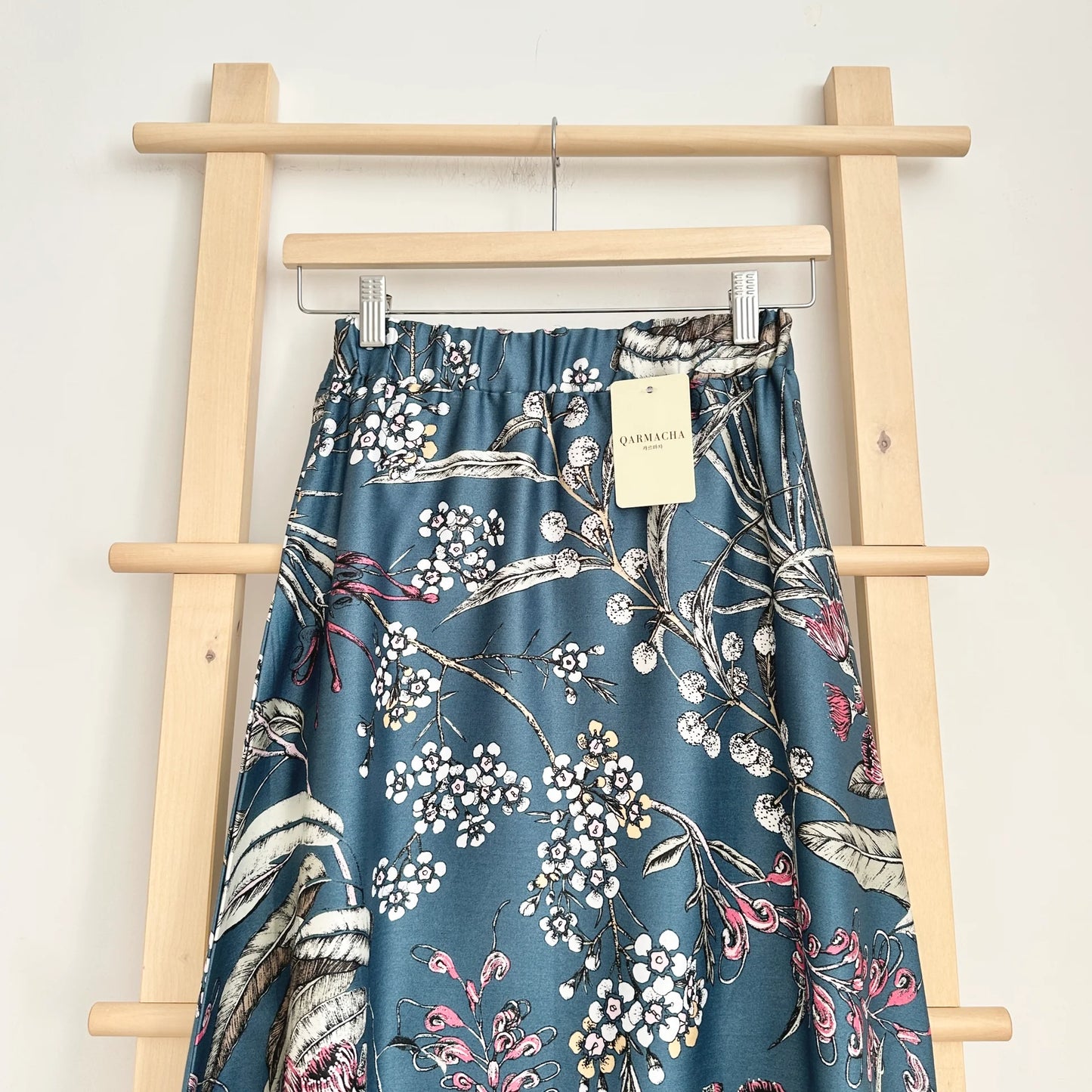 Patterned Satin Flared Skirt